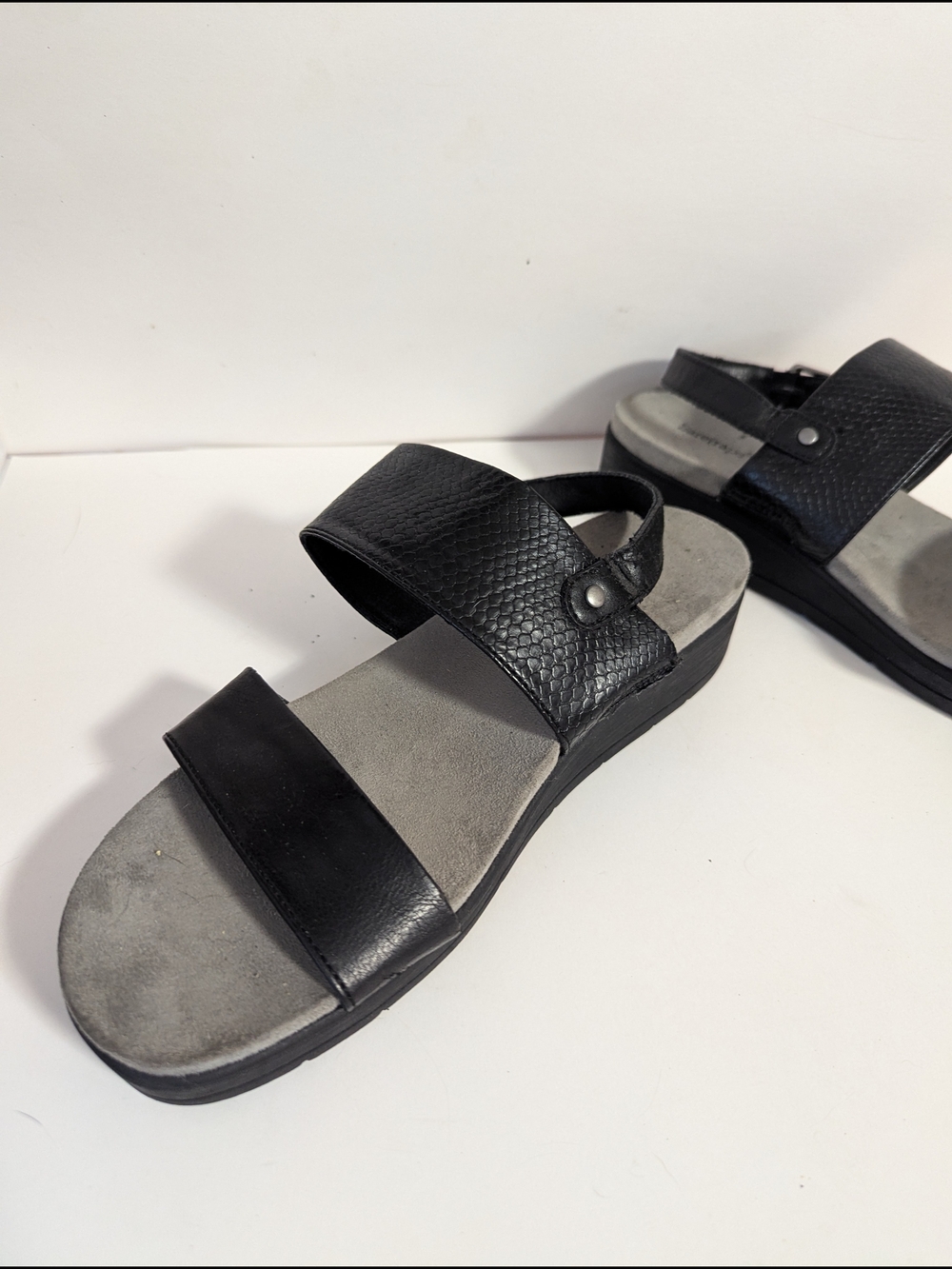 BareTraps Black Two-Strap Slip-On Sandals
